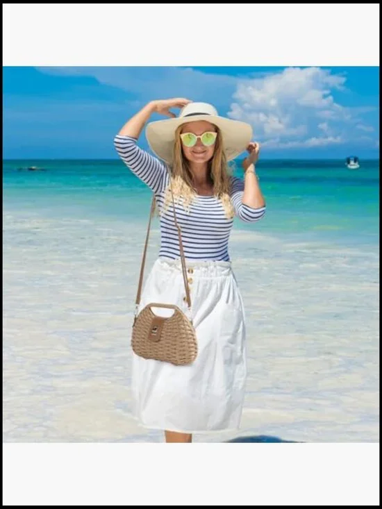 Boho Straw Clutch Crossbody Bag Adjustable Strap Summer Beach Purse Elegant - Picture 2 of 7